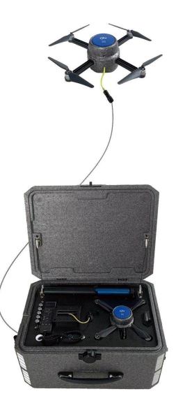 Sistema portátil de dron con cable para iluminación