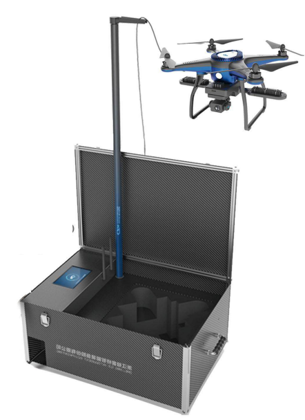 Sistema portátil de dron con cable para iluminación y video integrados